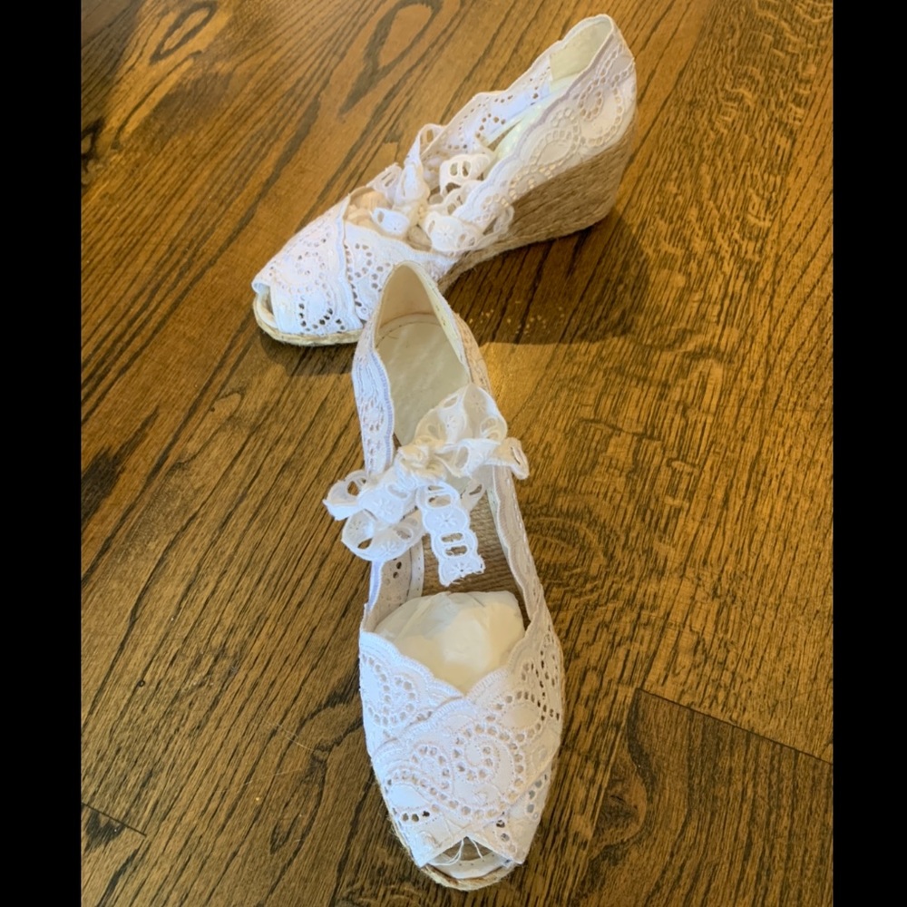 White Lace Wedges